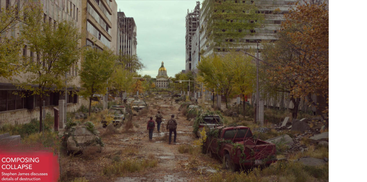 Cars rust, city crumbles and is overgrown by trees