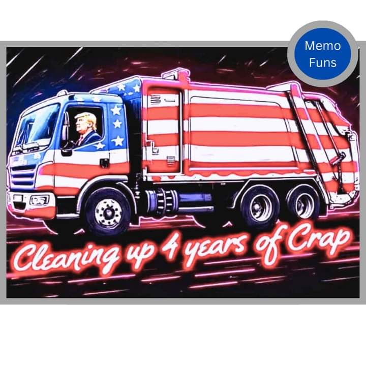 Kamala Harris bagging, Cleaning Up 4 Years Of Crop in a red flag USA truck