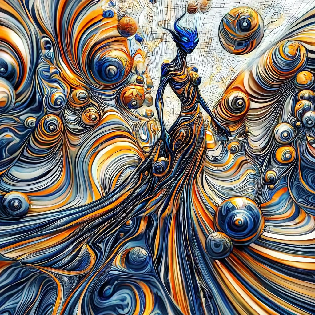 3d liquid psychedelic artwork that depicts an alien in a style that blends digital symmetry, Ndebele art, celestialpunk. The digital symmet...