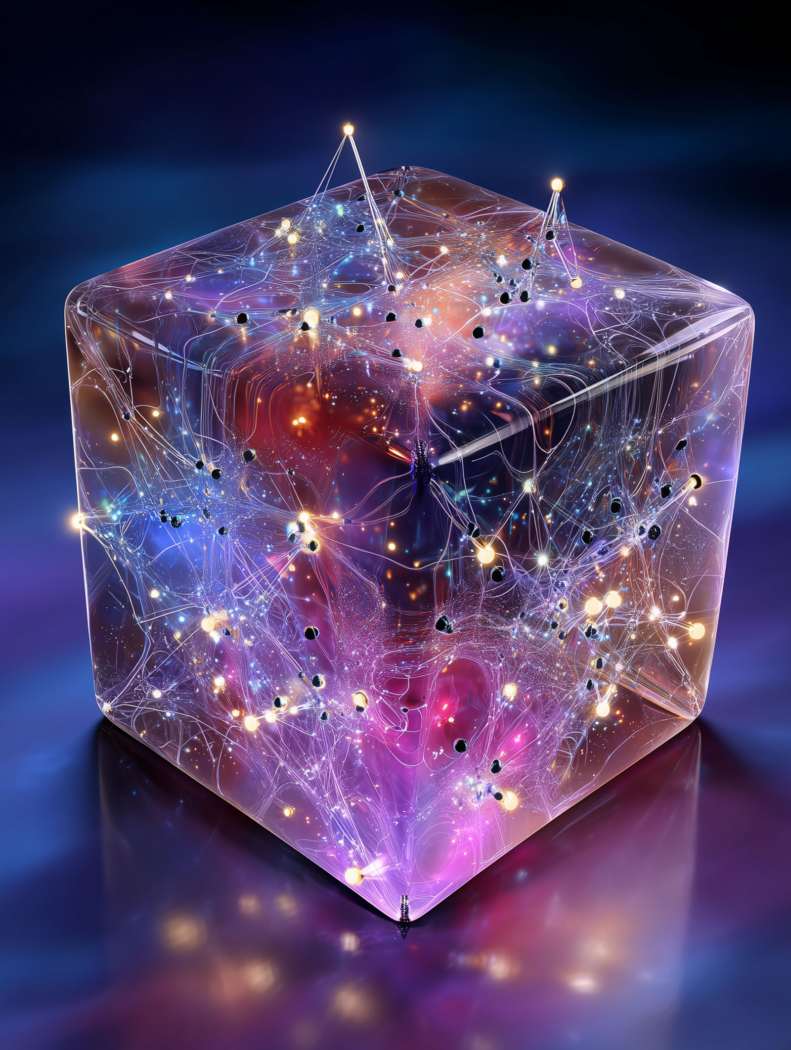 Animate this luminous tesseract, a crystalline vault woven from the unseen threads of string-theory and the enigmatic pu...