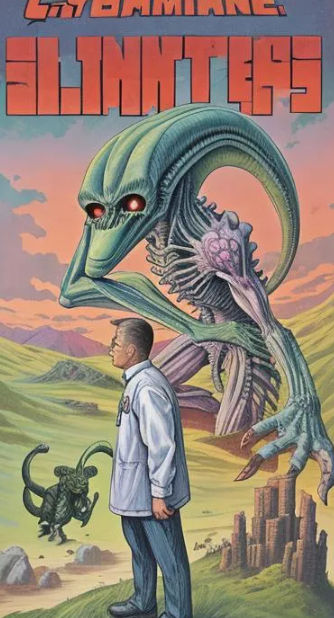 alchemist cyber computer futuristic chemistry flying skyscrapers green black white diamond stars nightsky apocalypse clear parks chemistry l...