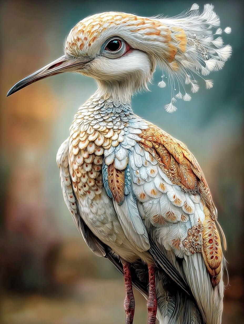 Majestic bird with wild white and black feathers