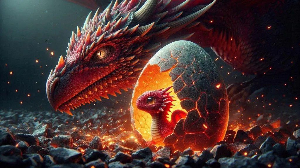 Le bébé et ça maman dragon