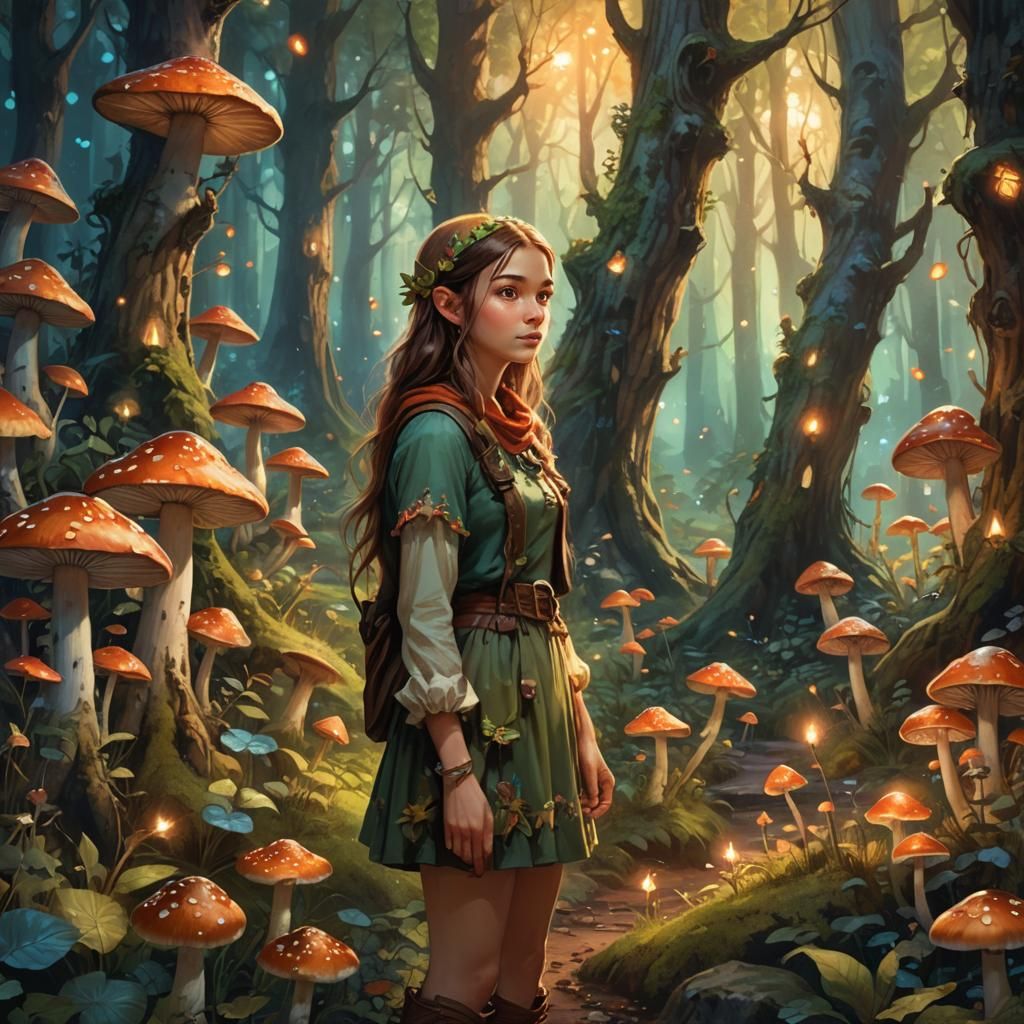 toma media de los elfos enmedio de un bosque encantado
