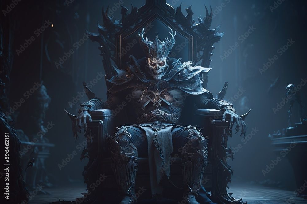 An Ornate Art Deco Sinister Evil Sauron Dark Lord Sitting On His Evil