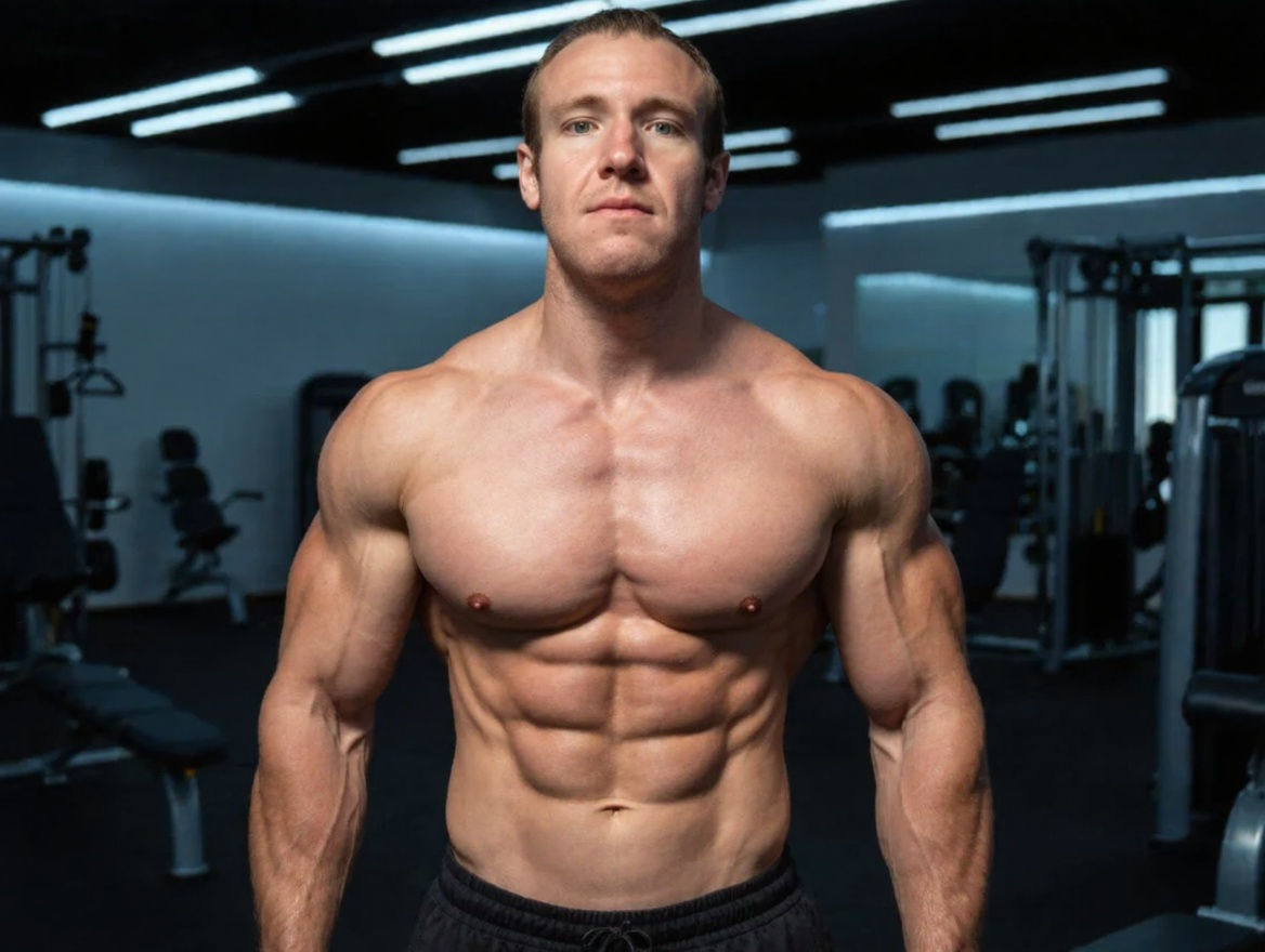 a photo of a man with defined six-pack abs and muscular arms - Start Image 2