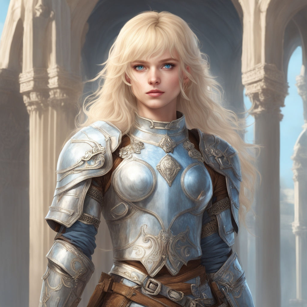 close-up portrait of an aasimar cleric