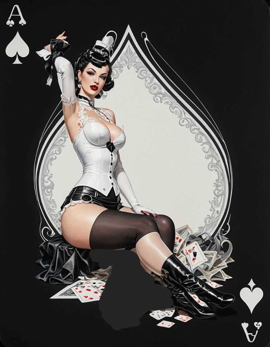 Ace of white spades pinup girl 