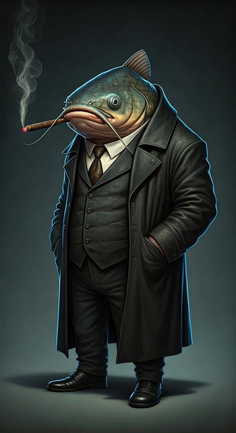 big old catfish smoking a cigar and talking wisdom
