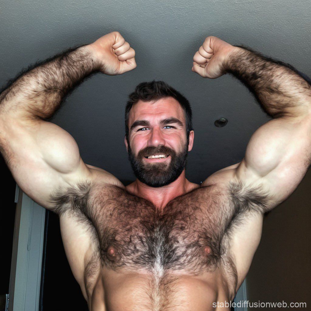 This bodybuilder enjoys posing his muscles in front of a camera. 