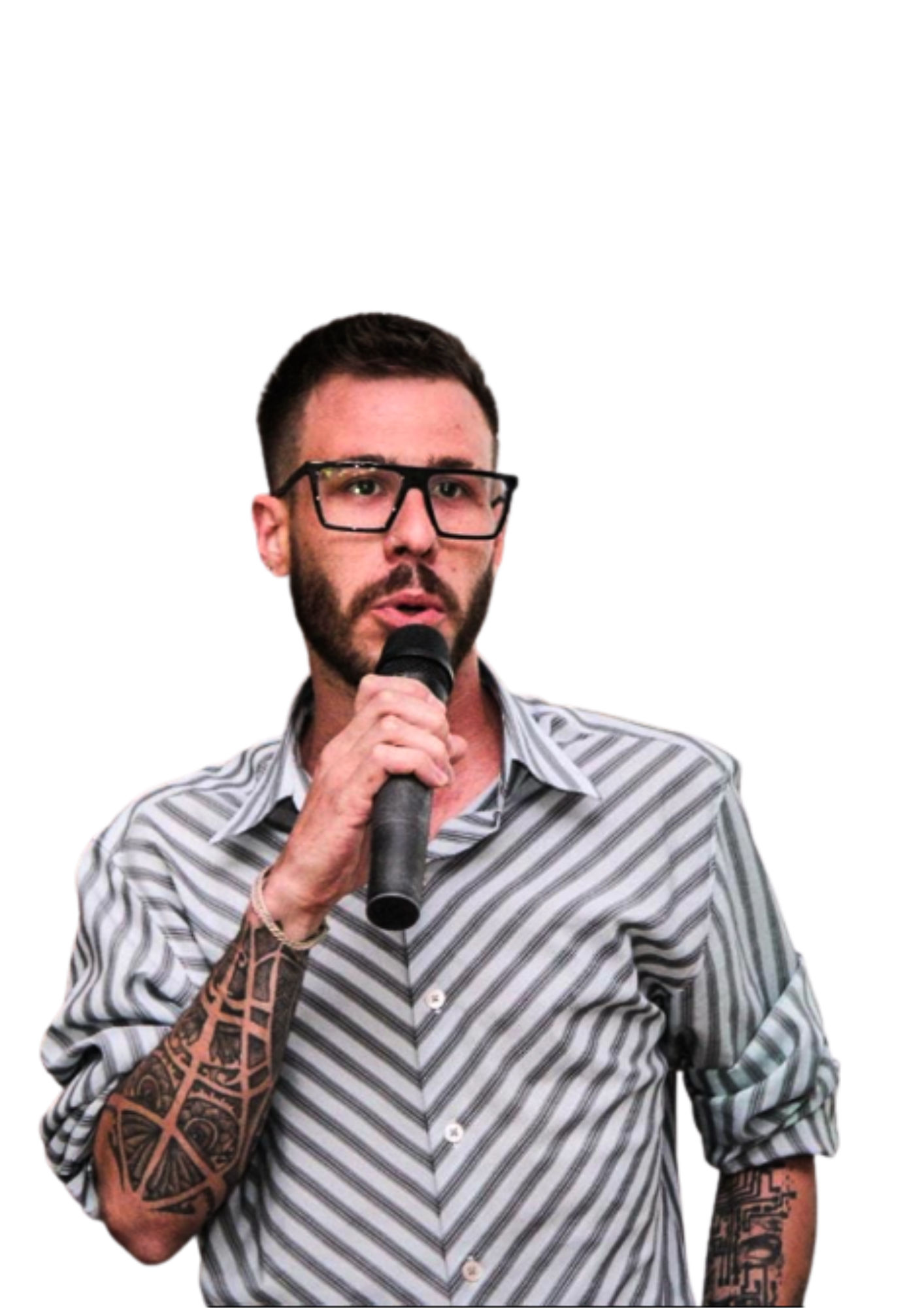 A hyperrealistic digital painting of a young white entrepreneur in a high-tech gamer room. The character is a 1.65-meter-tall individual wit...