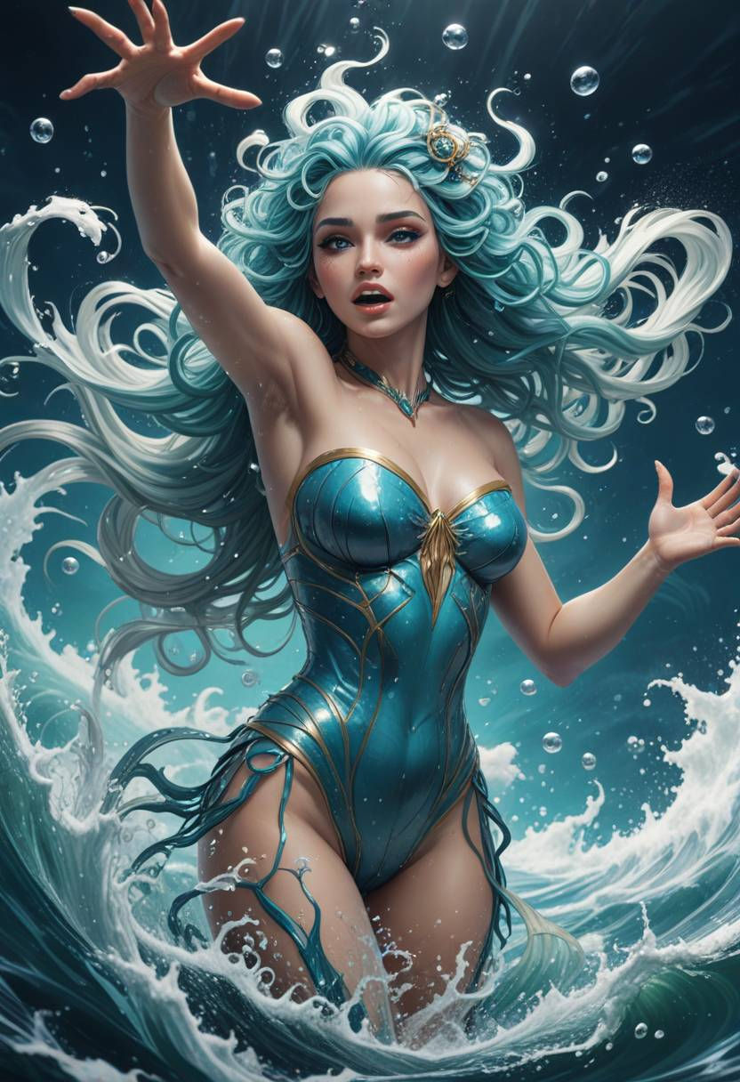 Digital illustration of a water goddess