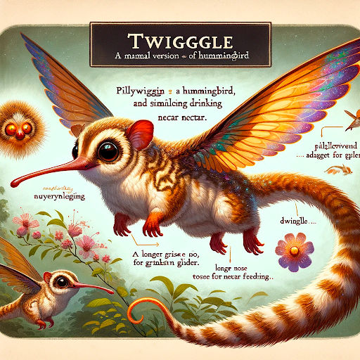 Meet Twiggle, a nectar-nosed Pillywiggin — part fluff, part flight, all mischief and magic.