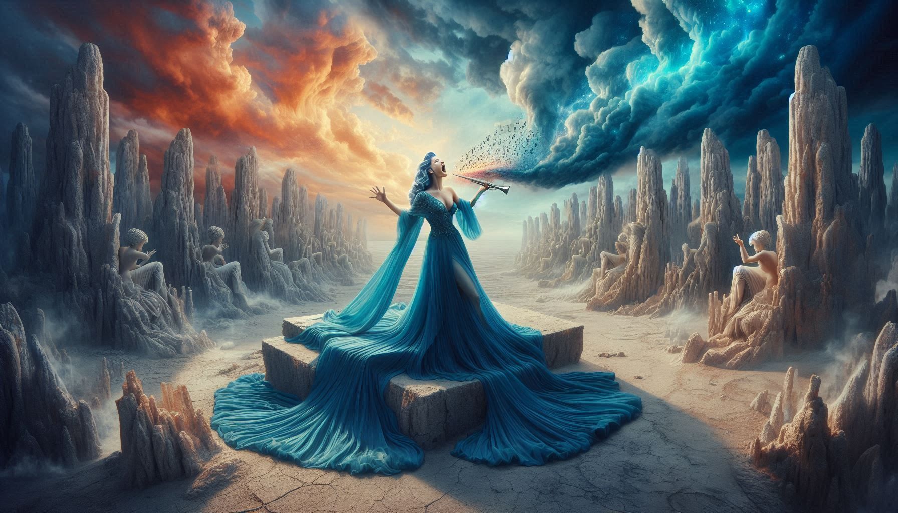 Le Cinquième Elément (La Diva) en longue robe bleue_036