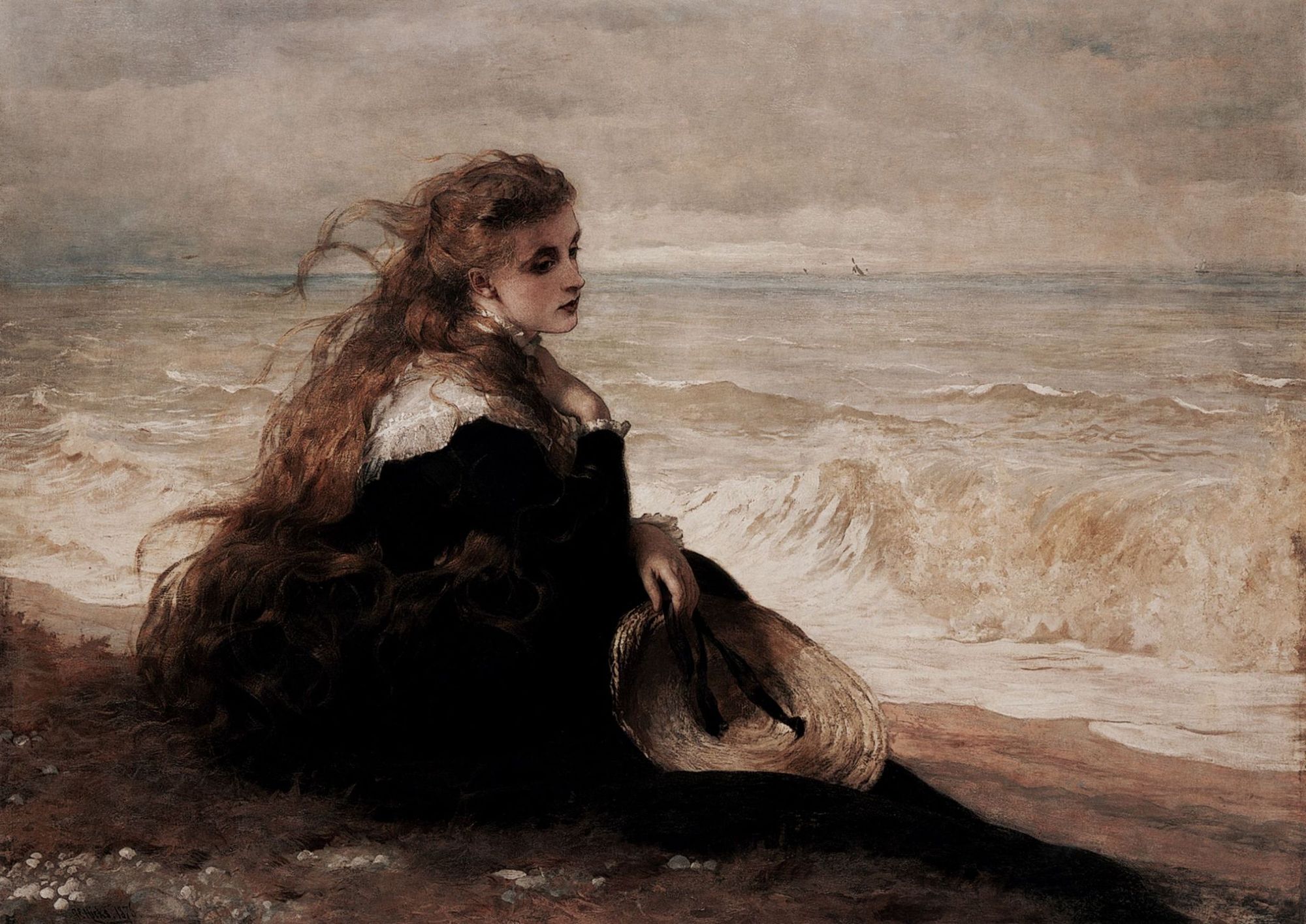 On the Seashore, à la façon de George Elgar Hicks (1879)  #vintage #art #painting #old paintings #fine art #art history #history #vintage 
