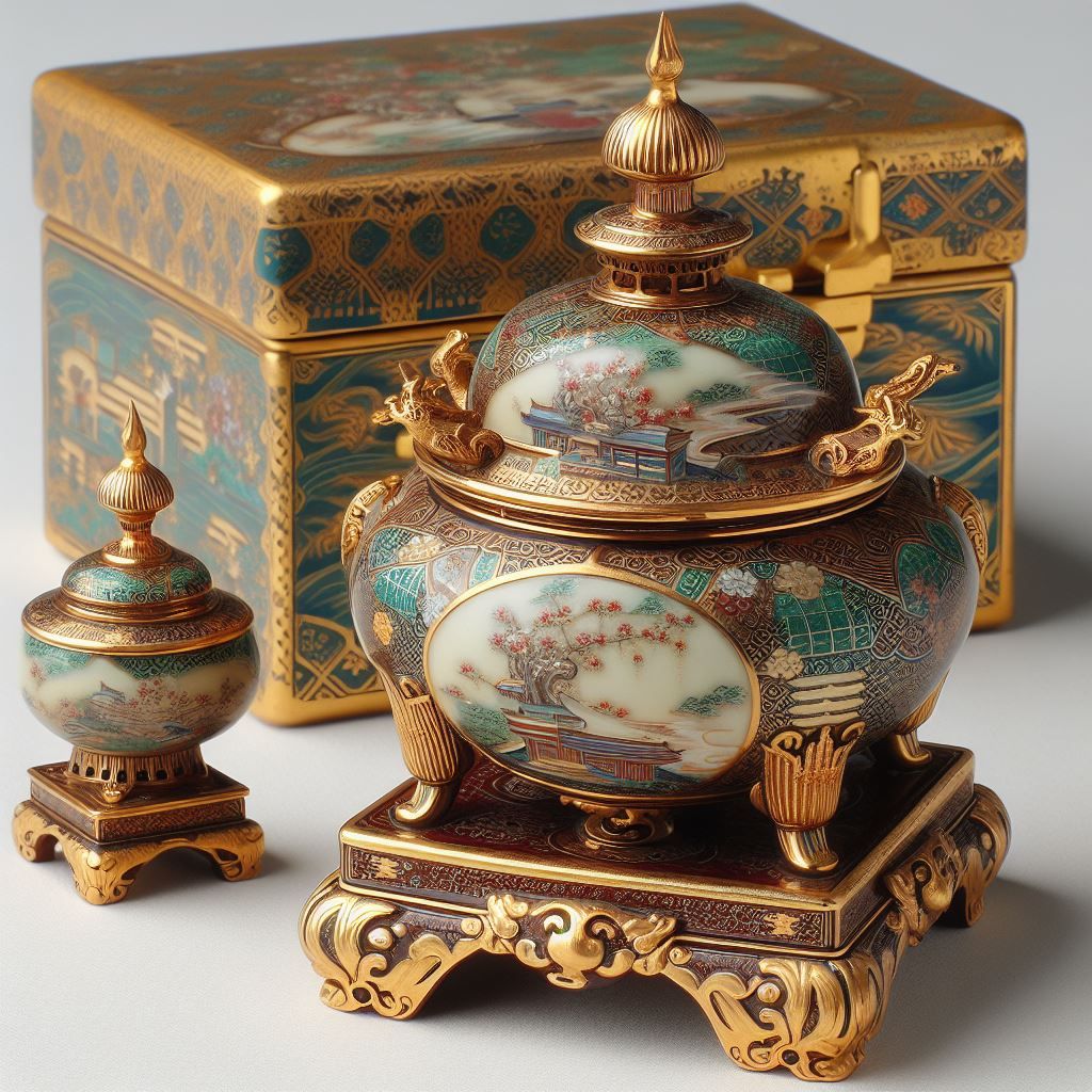 Un petit Satsuma koro (brûleur d'encens) et son couvercle Par Okamoto Hozan, époque Meiji (fin 19ème siècle) #art #Japon