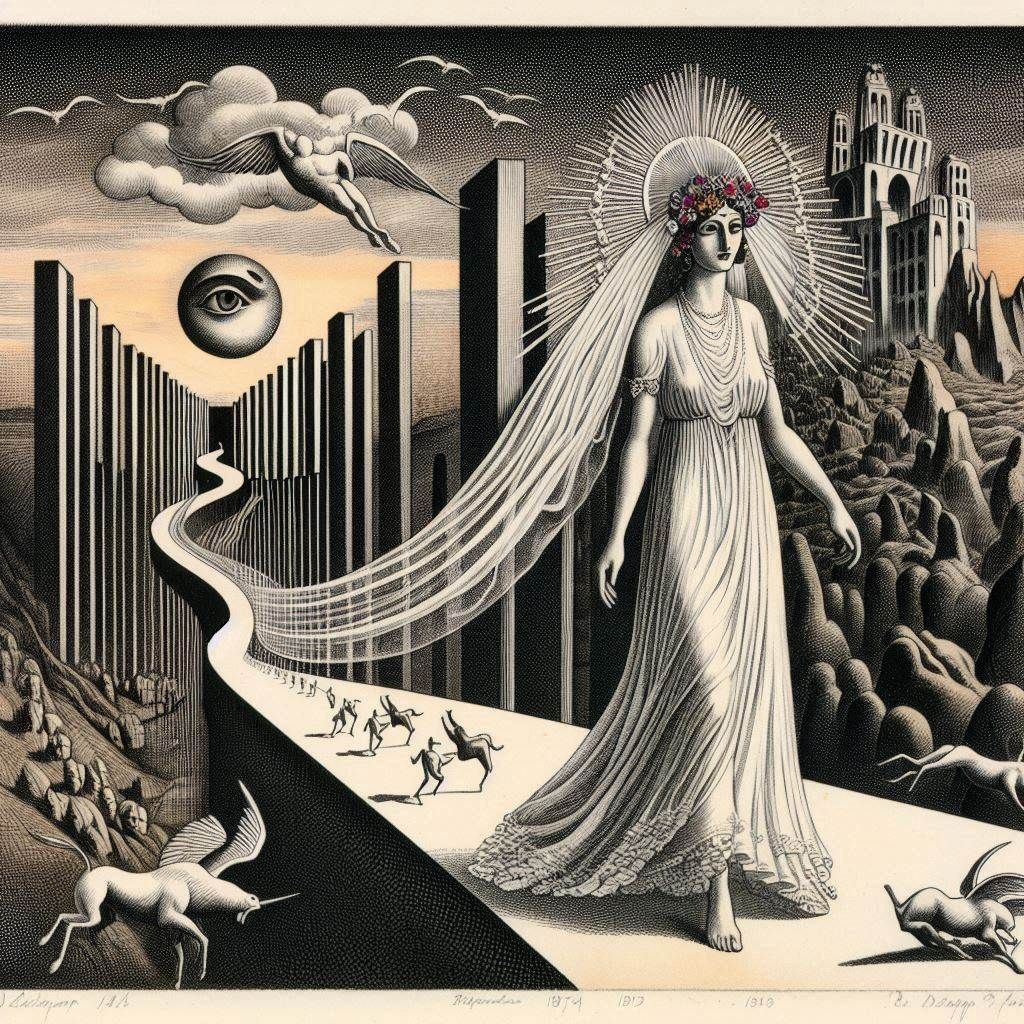 The Passage from Virgin to Bride en 1912,  à la façon de MARCEL DUCHAMP (1875-1963)_