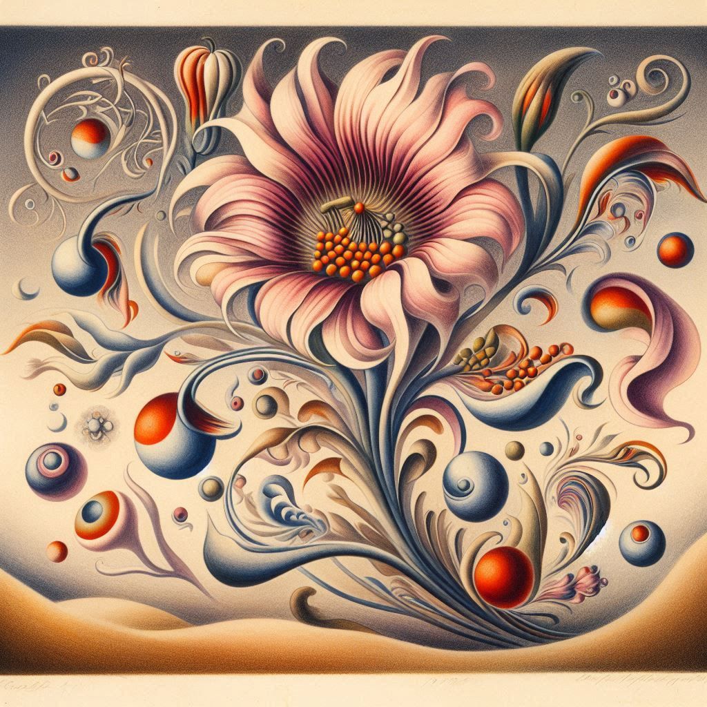 Singing the Duma,  en 1916, lithographie surrealiste dans des dégradés arc en ciel à la façon de Franz Sedlacek (Austrian, 1891-1945)_