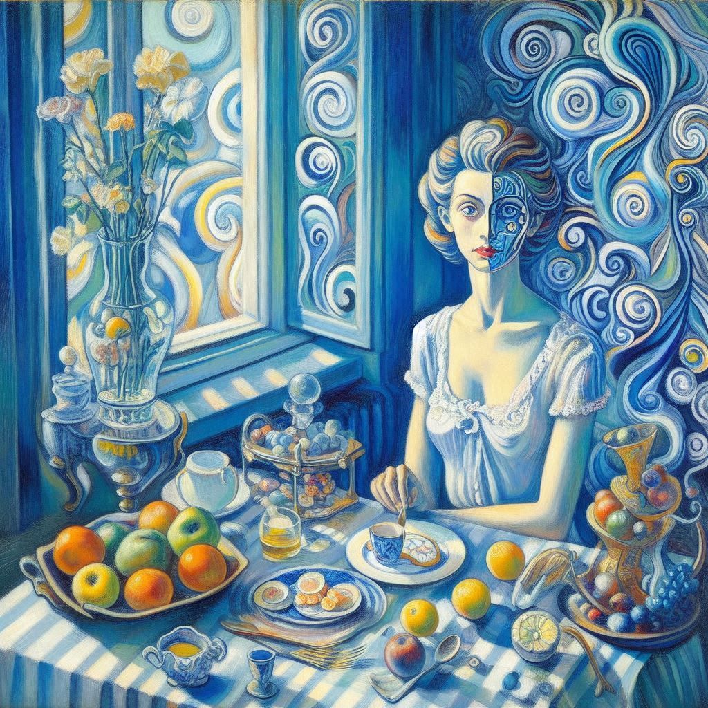 The wife of the artist, Ingeborg Stegemann (born  Ingeborg  Krause), en 1928, peinture surrealiste et impressionniste, à  l'huile sur toile,...