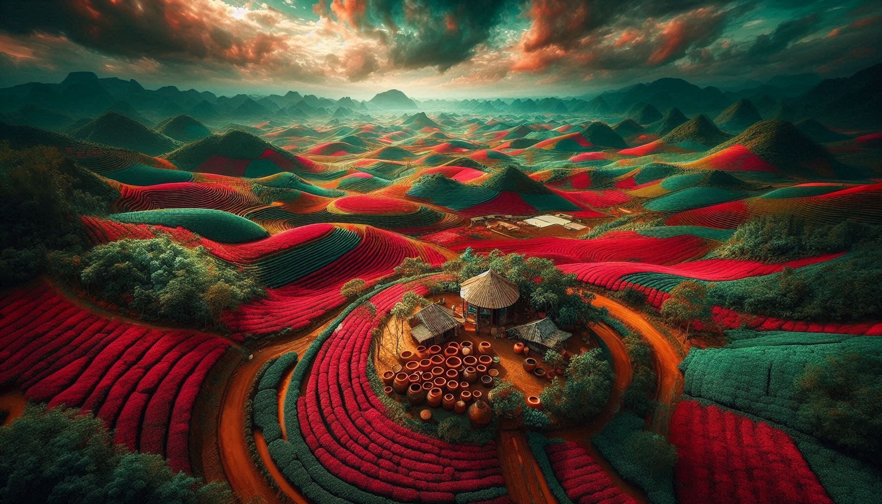 Vietnam_Champs d’encens rouge ardent, des plantations de thé vert émeraude_031