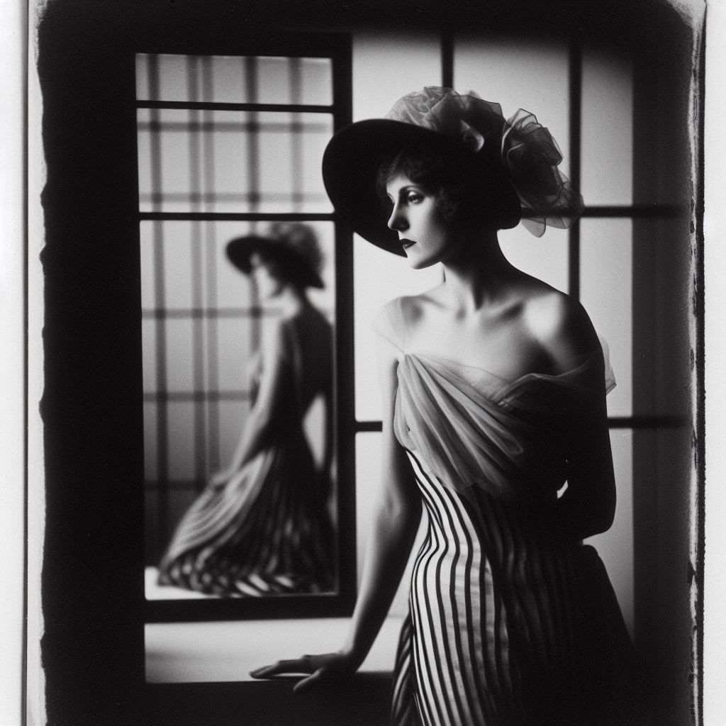 Man Ray Peggy Guggenheim dans une robe de Poiret 1924 épreuve contact gélatino argentique 10,8 x 8 cm Paris, Centre Pompidou, Musée national