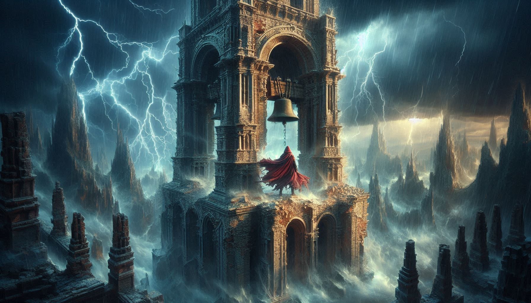 Tempête_Une peinture à l'huile tempétueuse représentant une silhouette solitaire_027