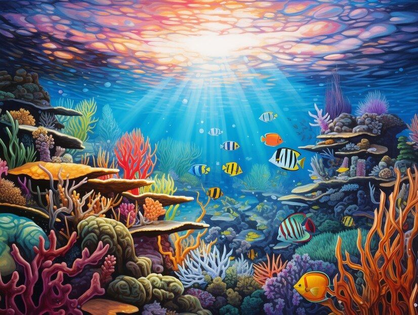 sealife underwater surrealism Salvador Dali matte background melting oil on canvas