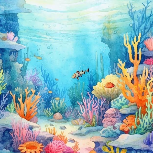 sealife underwater surrealism Salvador Dali matte background melting oil on canvas