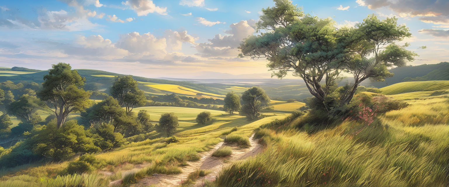 rural landscape ,river, path  surrealism Salvador Dali matte background melting oil on canvas