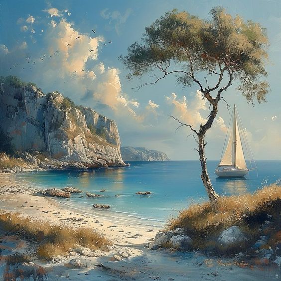  island seagulls watercolor Mark Brooks and Dan Mumford, comic book art,