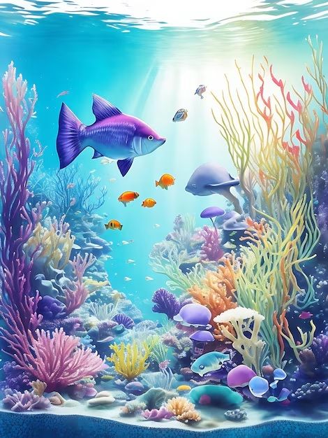 sealife underwater surrealism Salvador Dali matte background melting oil on canvas