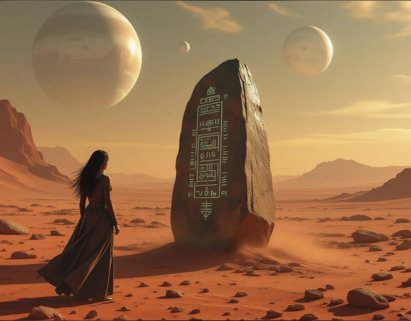 <lora:-Slender World-:1.0> <lora:-Omnious-:1.0> <lora:Abstract Maniac:1.0> <lora:-Bloomopolis-:1.0> An alien stands before a monument to the...