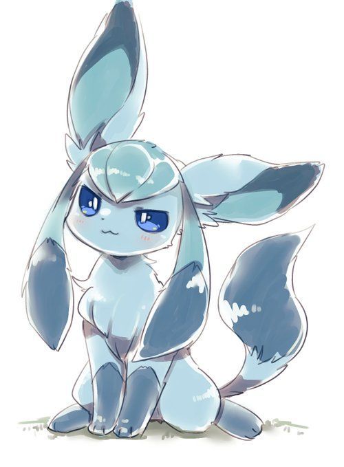 A Glaceon with a computer