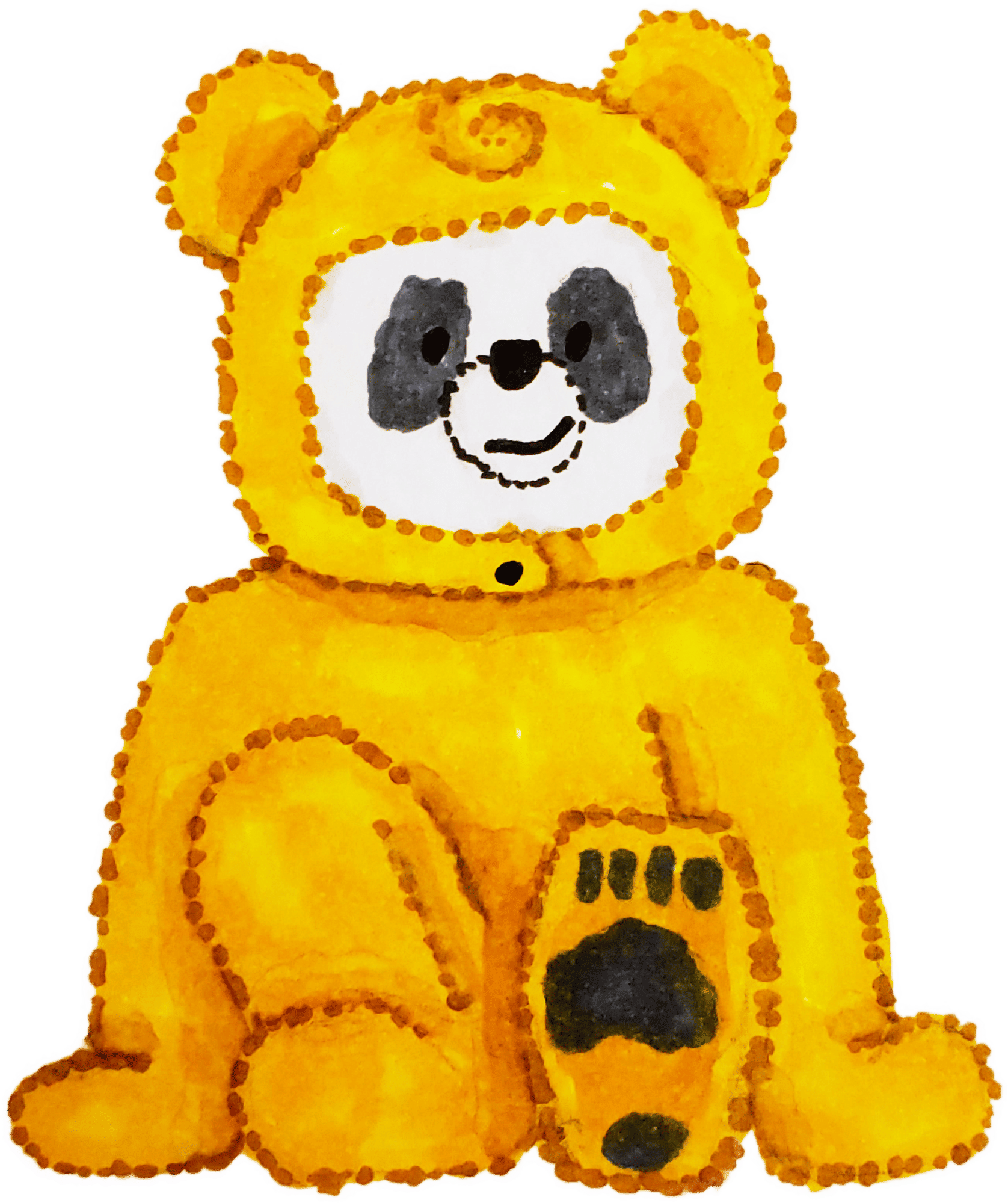 An anthropomorphic panda dressed as an emo brown bear