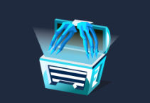 The word 'Runestake' in glowing, ancient script above, featuring a avatar in a jet-black hood and a orange fox mask, green eyes glaring with...