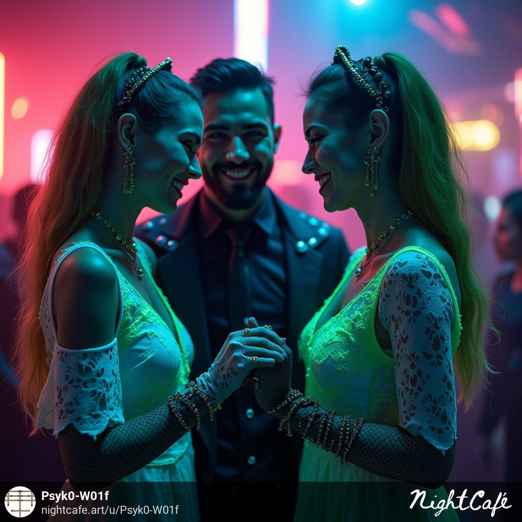 Animate this trio dancing together intimately loving their wedding reception 