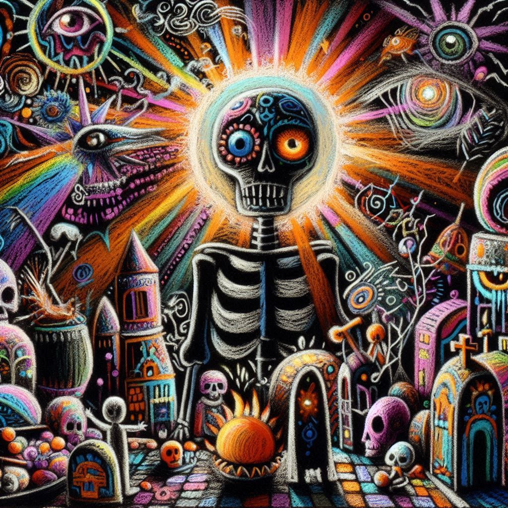 Grumpy punk   anthropomorphic  birdie  baby chick  nests in a KFC bucket 