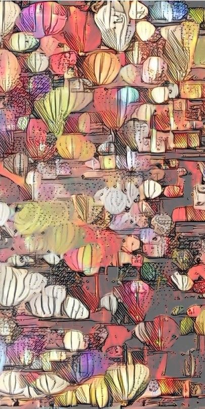 A gaudy, colourful shop window display of diverse lightbulbs, glass lamps and light fixtures.