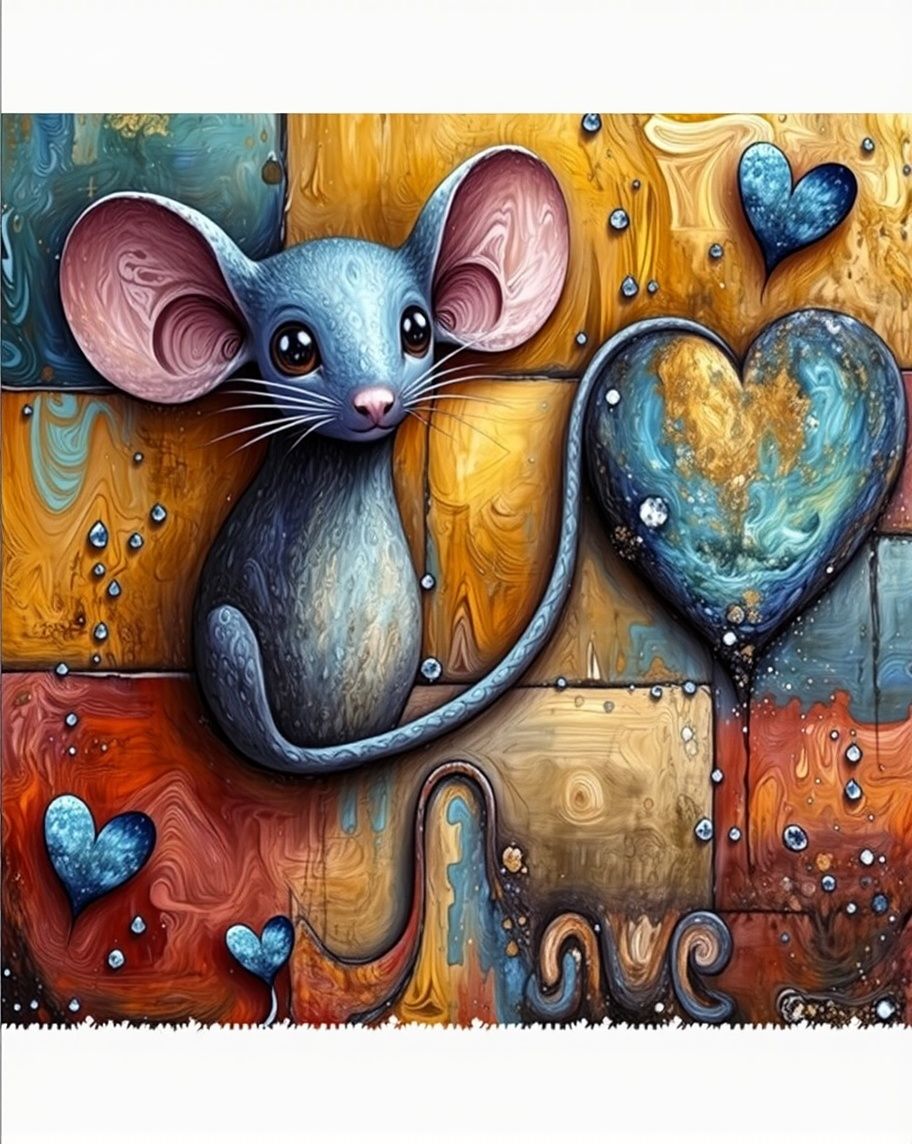 A fox curled beneath frost‑tipped ferns during a soft winter snowfall.