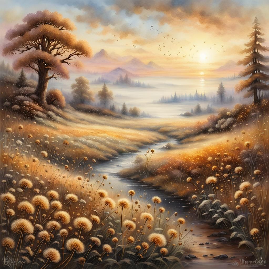 Expressionist oil painting. White laundry swaying on the clothesline.  Blue morning glory, climbing along a fence.  Textured. Rough paint st...