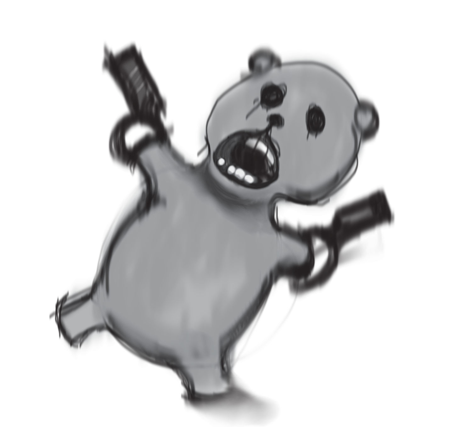 tedy bear shooting guns , 3d shaded, unreal engine