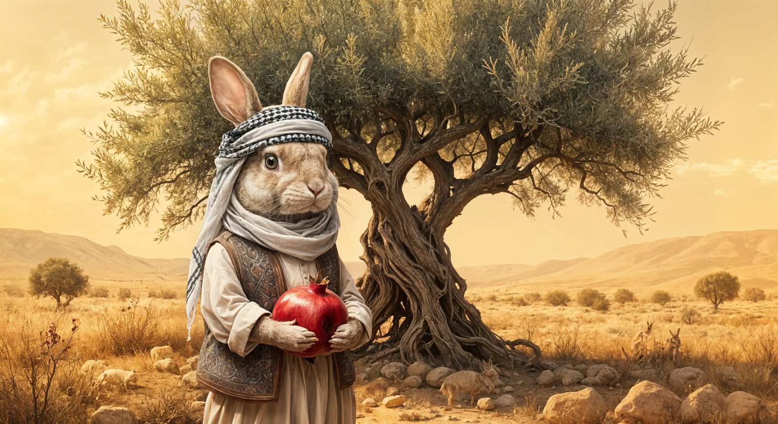 Rabbit in front of an olive tree (Kling 1.6 Std - Google Imagen 3.0)