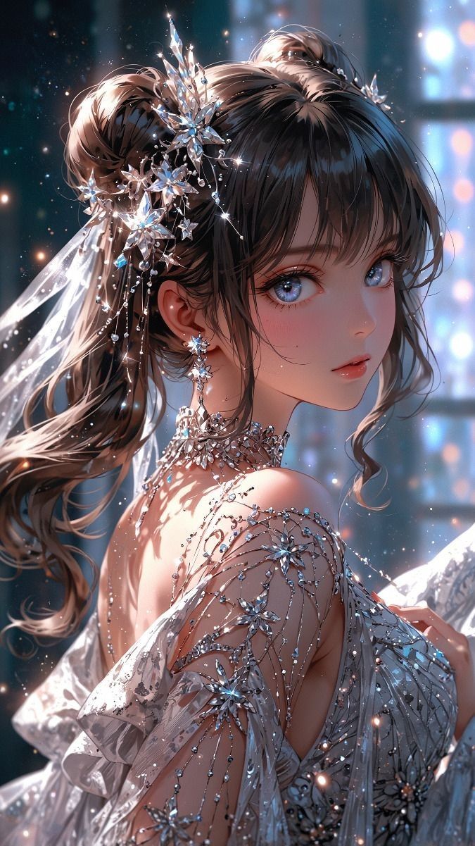 HDR 4K Ultra High Definition Resolution Ruby red hair gorgeous sapphire blue eyes with a platinum necklace with a emerald green jewelry blac...