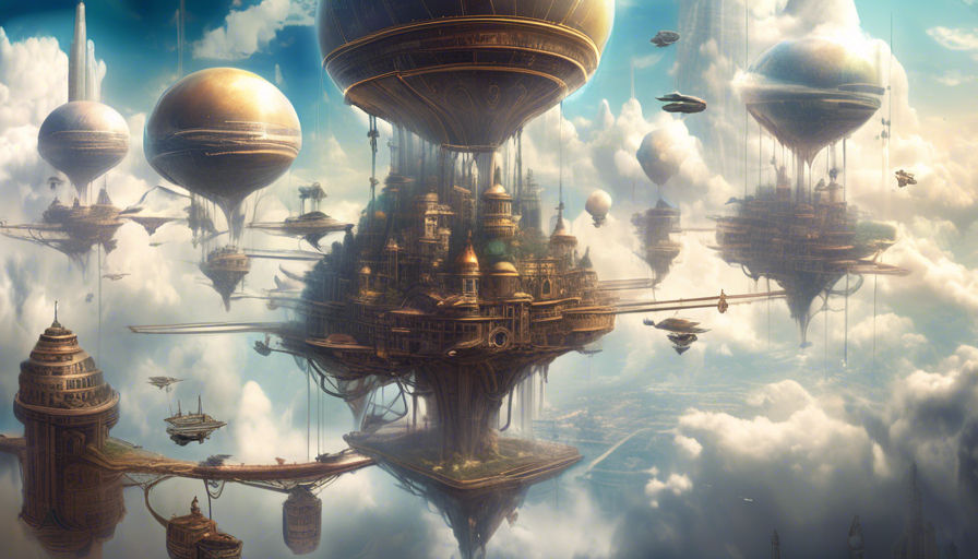 <lora:Unreal:1.0> <lora:Dreamy Darkness V1:1.0> A floating city in the clouds, with airships docking at sky-high platforms and clouds servin...