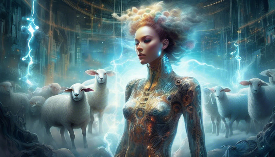 <lora:NC Hyperreal:1.0> Do androids dream of electric sheep detailed high tech.