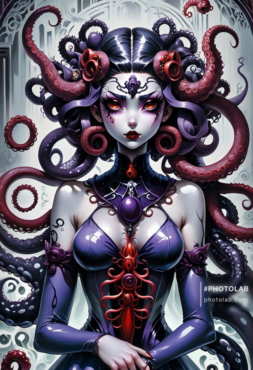 Snake woman ,skull face