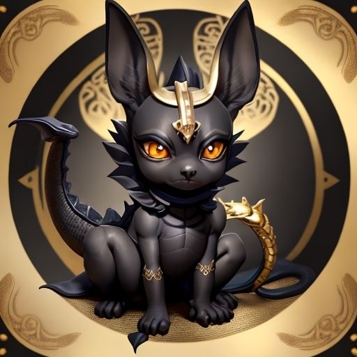 Anubis dragon with golden crown ghotic wings,piramide background, moon,lightning 