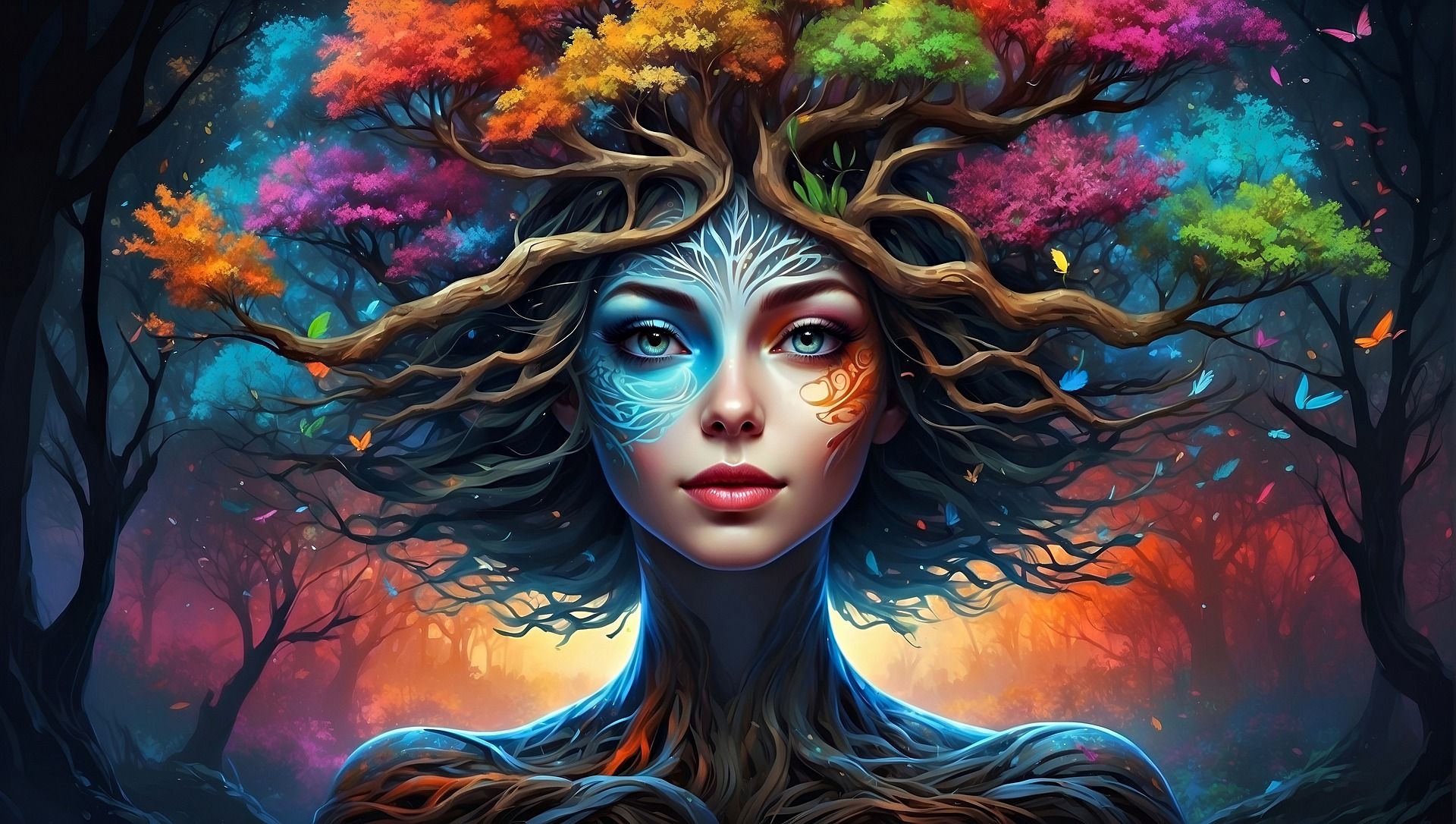 Beautiful woman ,make up,lashes,red lips,
Surreal, cosmos backround,