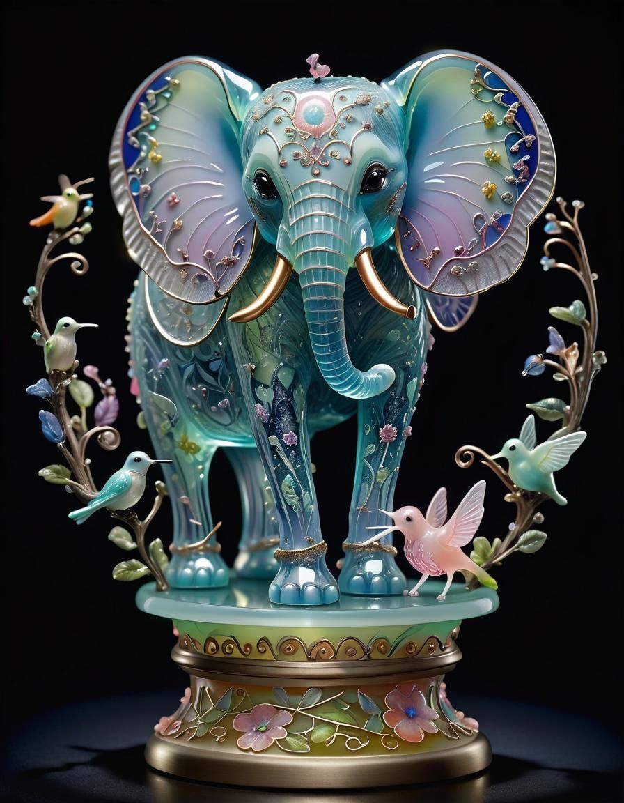 Wood elephant carving