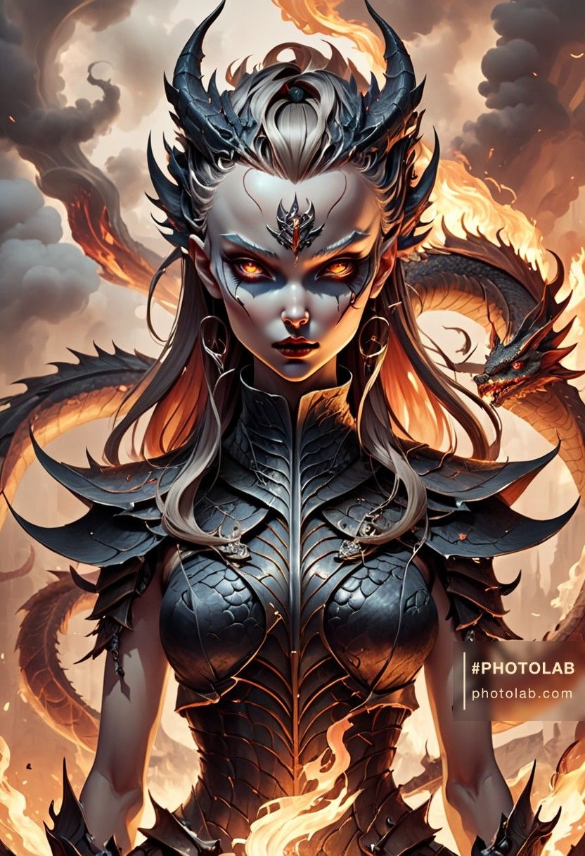 Fire woman with fire epic 
wings